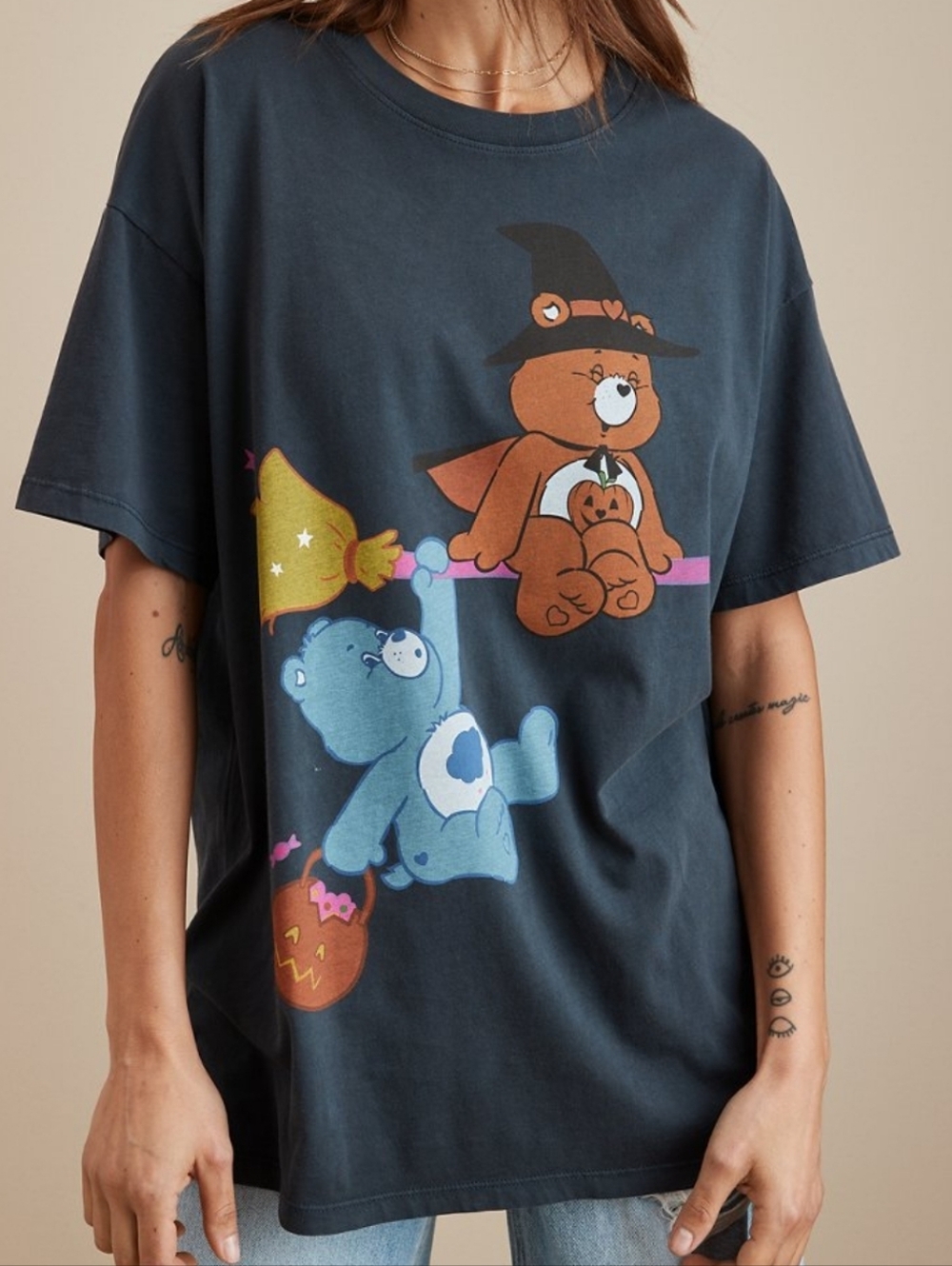 American Eagle Outfitters Oversized Halloween Care Bears Graphic Tee